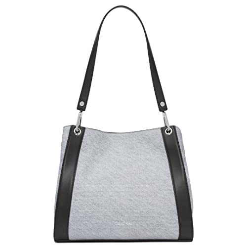Calvin Klein Reyna Novelty Triple Compartment Shoulder Bag, Gray,One Size
