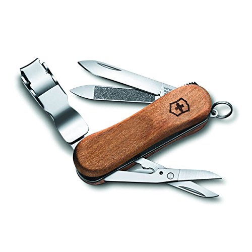 Victorinox Nail Clip 580, 8 Function Swiss Made Multi-Tool with Nail File, Nail Cleaner and Small Blade - Walnut