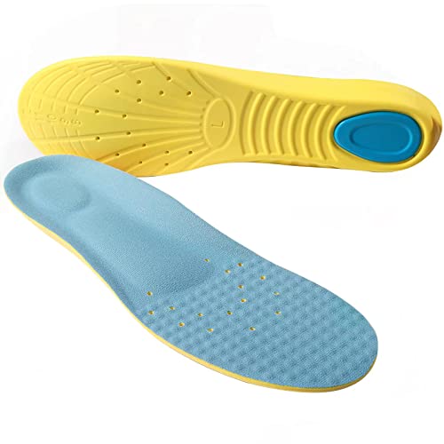 Shoes Inserts Memory Foam Insoles Shock Absorption Pain Relief Plantar Fasciitis Arch Supports Breathable PU Sports Feet Insoles for Men Women and Kids,1 Pair (M（Men's 6-9/ Women 7-11）)