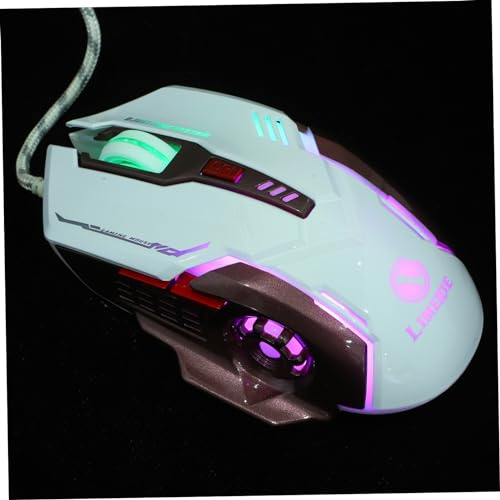 Gadpiparty Gaming Mouse USB Corded Mouse Laptop Lapdesk Wire Mouse Computer RGB Lighting High Precision Mechanical Gaming Wired Laptip Gamer Led Wired Pro Led Glowing Shine Plastic 6d White