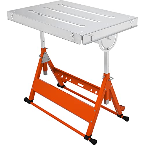 VEVOR Welding Table 30'x20', 400lbs Load Capacity Steel Welding Workbench Table on Wheels, Folding Work Bench with Three 1.1' Slot, 3 Tilt Angles, Adjustable Height, Retractable Guide Rails