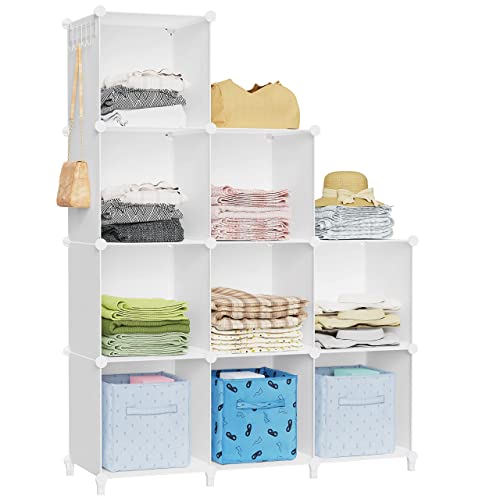 HOMIDEC Closet Organizer, 9-Cube Closet Organizers and Storage, Cube Storage Organizer, Portable Closet Storage Shelves, Clothes Storage Organizer for Garment Racks, Closet, White