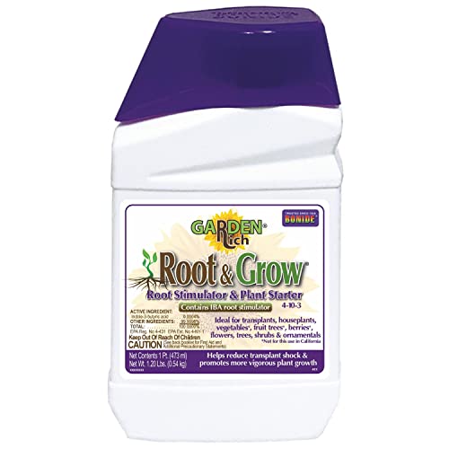 Bonide Garden Rich Root & Grow Root Stimulator & Plant Starter, 16 oz Concentrate 4-10-3 Fertilizer for Transplanting