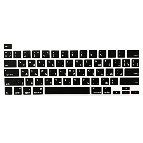 ProElife Ultra Thin Russian Keyboard Cover Skin for MacBook Pro 13 Inch 2022 2021 2020 (Apple M2 Chip/Apple M1 Chip A2338/A2289/A2251) and 2019 MacBook Pro 16 Inch (Model A2141) Protector (Black)