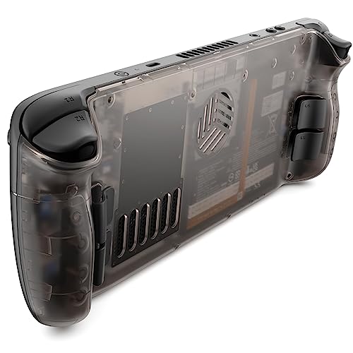 JSAUX Transparent Back Plate Vents Version Compatible for Steam Deck, DIY Clear Edition Replacement Shell Case Compatible with Steam Deck - PC0106 Vents Version (aka PC0106B) [Brown]