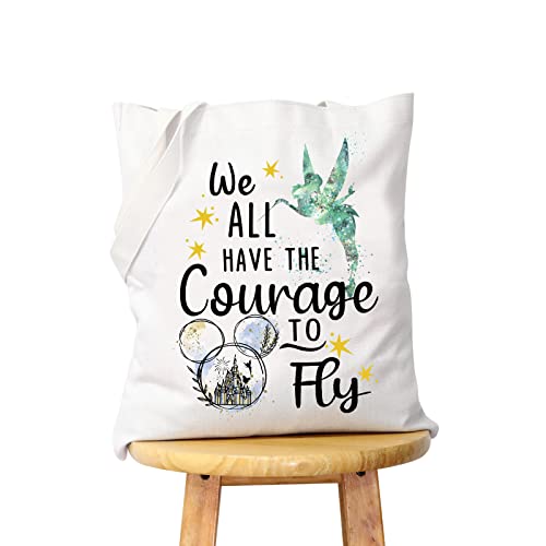 WCGXKO Tinker Bell Neverland Gift Magic Kingdom Gift Cartoon Movie Merchandise Tote Bag (COURAGE TO FLY tote)