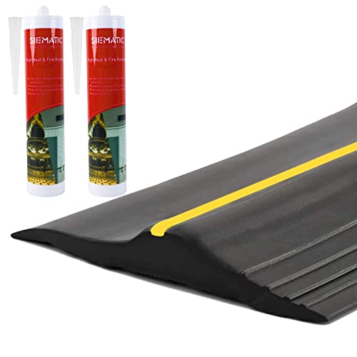 20Ft/6M Universal Garage Threshold Seal Strip with 300ml Black Sealants/Adhesives, Garage Door Bottom Weatherproof Strip Rubber DIY Weather Stripping Replacement(Black)