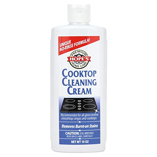 HOPE'S Cooktop Cleaning Cream, Fast Acting No-Rinse Cooktop Cleaner for Glass Ceramic Cooktops and Stoves, Removes Burnt-on Stains, 10 Oz Net Weight (8 Fl Oz), Pack of 1