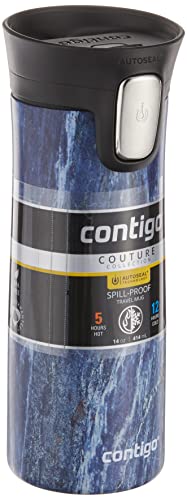 Contigo Pinnacle Vacuum-Insulated Stainless Steel Travel Mug with Spill-Proof Lid, Reusable Coffee Cup or Water Bottle with Leak-Proof Lid, Keeps Drinks Hot or Cold for Hours, 14oz Blue Slate