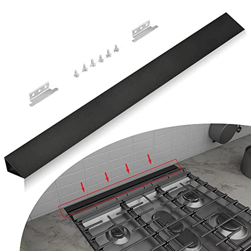 Slide-in Range Rear Filler Kit Black, Universal Triangular Fill Strip, Top Trim Kit Between Stove and Wall for Whirlpool & Most Brand, Aluminum Gap Cover, 30' Long