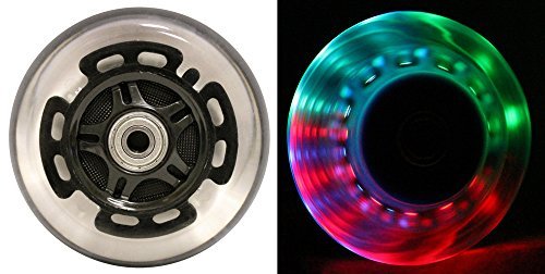 L.E.D. Scooter Wheels With Abec 9 Bearings for Razor Scooters 100mm Light Up 2-pack (Black)