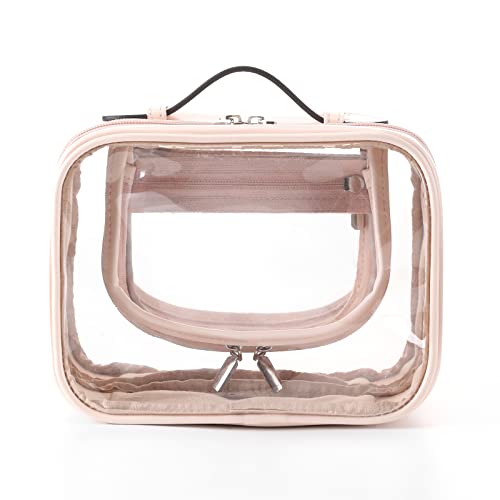 Lychii TSA Approved Toiletry Bag, Clear Travel Bag for Liquids Toiletries, Makeup Cosmetic Bag Organizer, Carry on Travel Accessories Essentials, Pink