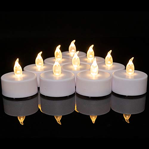 MINXIN Battery Operated Tea Lights Candles: 24 Pack Realistic and Bright Flickering Holiday Gift Flameless Candles LED Electric Tea Candles for Seasonal & Festival Party Home Decoration (Warm White)