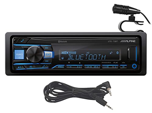 Alpine UTE-73BT Digital Media Bluetooth Car Stereo Receiver w/USB+ Absolute AUX Cable