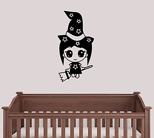 Greate Decal Halloween Vinyl Wall Decals for Children's Room Little Witch Halloween Decor Stickers Vinyl Mural MK5862