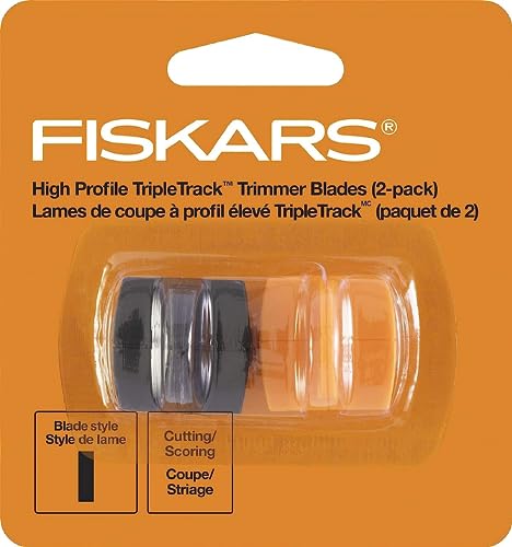 Fiskars TripleTrack Trimmer Replacement Blades - 2-Pack - High Profile Style I Blades for Cutting and Scoring - Arts and Crafts - Orange/Black