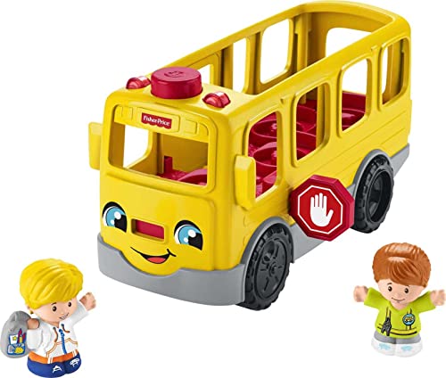 Fisher-Price Little People Musical Toddler Toy Sit with Me School Bus with Lights Sounds & 2 Figures for Ages 1+ Years