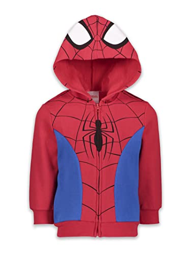 Marvel Spider-Man Toddler Boys Fleece Zip Up Hoodie Red/Blue 4T