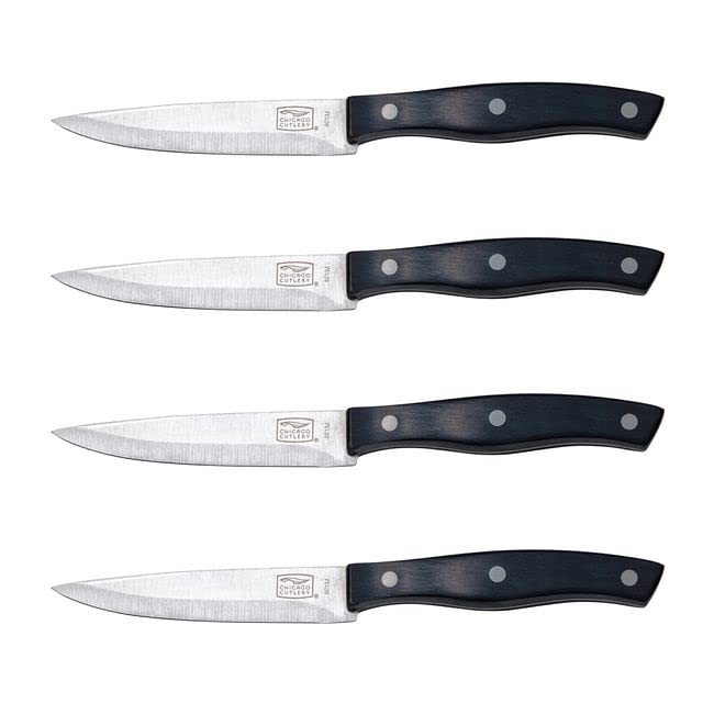 Chicago Cutlery Ellsworth 4-Piece Steak Knives, 4.5' Stainless Steel Blades for Effortless Cutting, For Home Kitchen and Professional Use