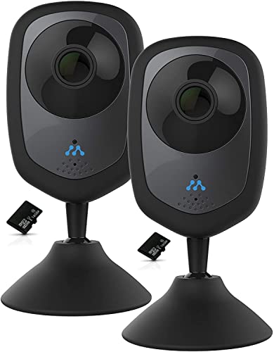 Vallsonik Momentum HD Wireless Indoor Home Security Camera with 2-Way Audio, Night Vision, for iOS & Android 16GB Mico SD Cards Included (Renewed) (2 Pack)
