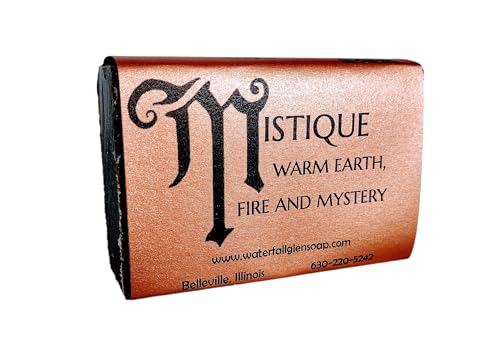 WFG WATERFALL GLEN SOAP COMPANY, LLC, Mistique, sandalwood, patchouli and spices bath soap, body soap, natural vegan soap enriched with cocoa butter