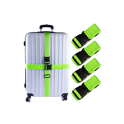Darller 4 PCS 74' x 2' Luggage Straps Suitcase Belts Wide Adjustable Packing Straps Travel Accessories, Green