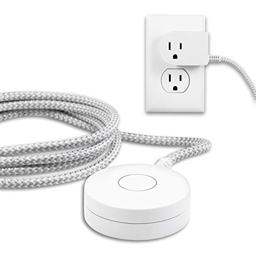 Philips Grounded Plug with Braided Cord, 6 Ft Long Power Cable, ON/Off Switch, for Tabletop or Wall Mount, Perfect for Lamps/Seasonal Lights, 3 Prong,Slip Resistant Base,SPS1611WA/37,White