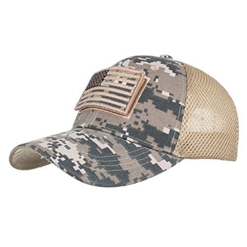 The Sox Market Camouflage Constructed Trucker Special Tactical Operator Forces USA Flag Patch Baseball Cap (Digital Green)