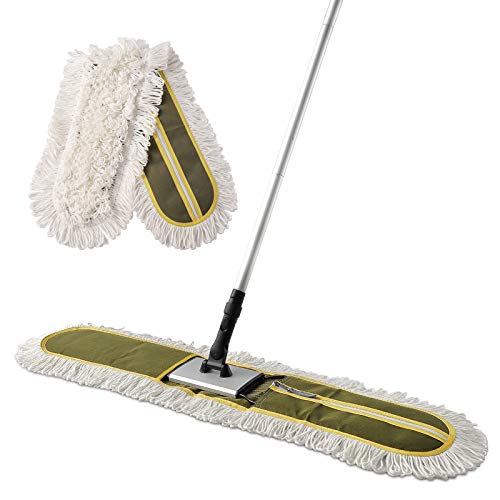 CLEANHOME 36' Commercial Dust Mops for Floor Cleaning Heavy Duty Floor Duster Mop with Long Handle Hotel Gym Household Cleaning Supplies for Hardwood, Tiles, Marble Floors,Green