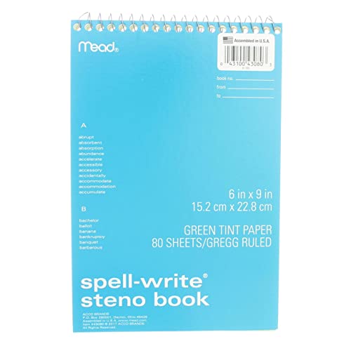 MeadWestvaco 43080 6' X 9' Spell-Write Wirebound Steno Book Assorted Colors