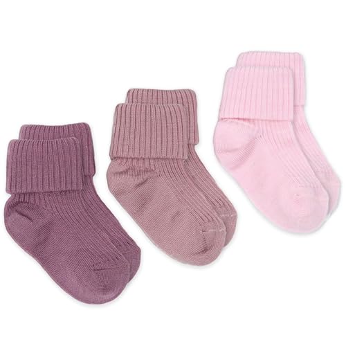 Woolino Wool Baby Socks from, Washable Merino Wool Infant Toddler Kids Socks, 1-2 Years, Pink/Rose (Pack of 3)