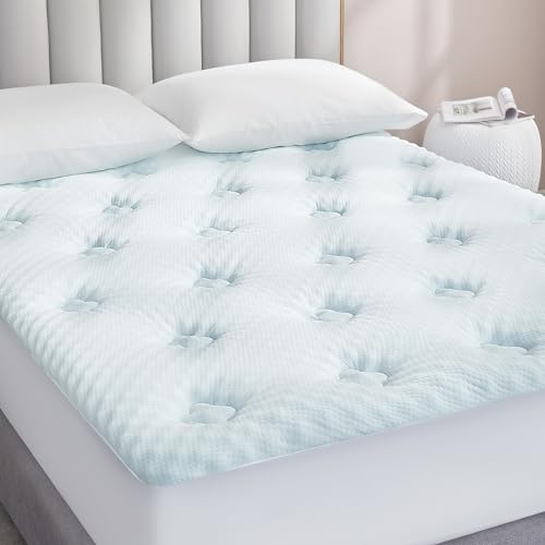 Hansleep Memory Foam Full Mattress Topper, Full Mattress Pad Cover for Double Bed with Deep Pocket, Breathable Pillow Top Mattress Topper Full Size with Gel Foam, 54x75 Inches, White