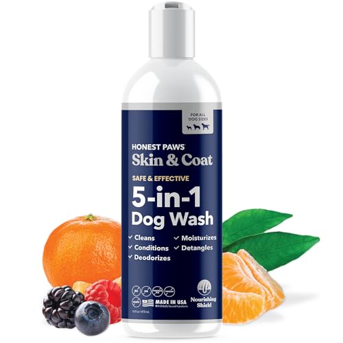 Honest Paws Dog Shampoo and Conditioner - Premium Dog Wash for Allergies and Dry, Itchy, Moisturizing for Sensitive Skin - Sulfate Free, Plant Based, All Natural -16 Fl Oz