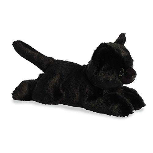 Aurora Adorable Mini Flopsie Twilight Cat Stuffed Animal - Playful Ease - Timeless Companions - Black 8 Inches