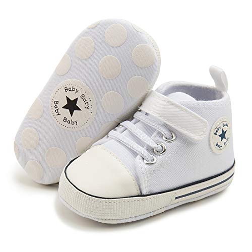 Tutoo Unisex Baby Boys Girls Star High Top Sneaker Soft Anti-Slip Sole Newborn Infant First Walkers Canvas Denim Shoes