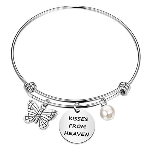 KUIYAI Memorial Gift Kisses From Heaven Bracelet Butterfly Gift Remembrance Gift In Memory Of Gift (Kisses from heavenBr)