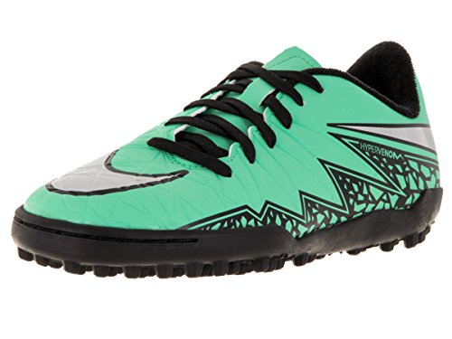 Nike Youth Hypervenom Phelon II Turf Shoes [Green Glow/Hyper Orange/Metallic Silver] (5.5Y)