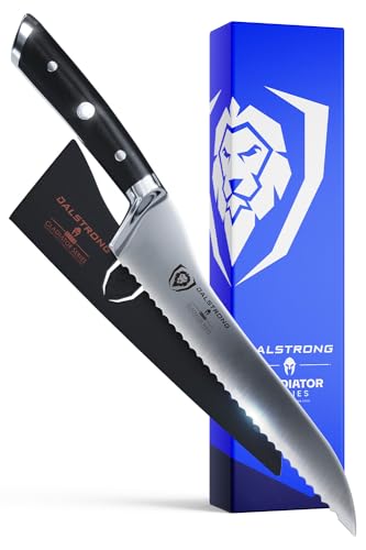 Dalstrong Serrated Offset Bread Knife - 8 inch - Gladiator Series Elite - Deli Knife - Forged German High-Carbon Steel - Bread Slicer - Slicing Knife - G10 Handle - Sheath - NSF Certified