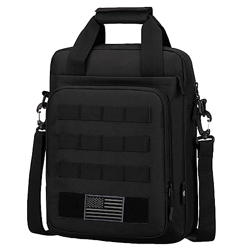 ZHIERNA Tactical Briefcase, Laptop Messenger Bag,Heavy Duty MOLLE Shoulder Pack Handbag for Men(Black)