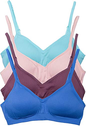 Kalon Women’s 4 Pack Demi Padded Bralette Wireless Comfortable Bra (M/L, Light Vintage)