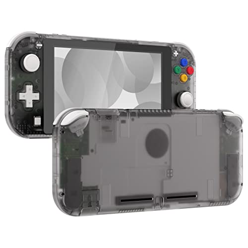 eXtremeRate Clear Black DIY Replacement Shell for Nintendo Switch Lite, NSL Handheld Controller Housing with Screen Protector, Custom Case Cover for Nintendo Switch Lite