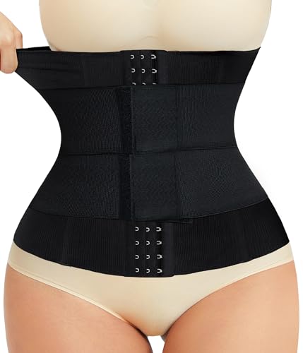 LODAY Waist Trainer Corset Shapewear Tummy Control Body Shaper Waist Cincher for Women Postpartum Belly Band Wrap(XL,black(hook & adjustable belt))