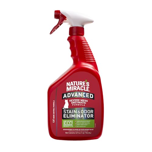 Nature's Miracle Advanced Cat Stain and Odor Eliminator Spray, Severe Mess Enzymatic Formula, 32 fl oz