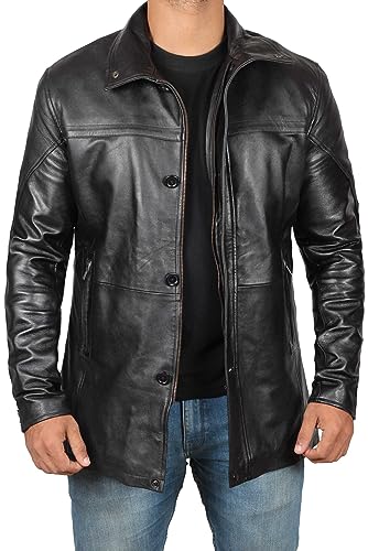 fjackets Black Leather Jacket Men - Stylish Outerwear for Men, Perfect Blend of Fashion and Functionality | [1500144] Bristol, L