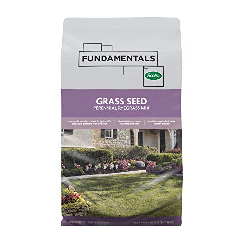 Fundamentals by Scotts Grass Seed Perennial Ryegrass Mix, Ideal for Sunny, High Traffic Areas and Erosion Control, 3 lbs.