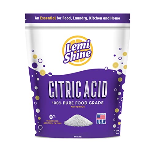 Lemi Shine 100% Citric Acid 5 Pound Bag l Pure Food-Grade Flavor Enhancer & All-Natural Preservative | Fragrance Free Citric Acid for Bath Bombs, Cooking, & Canning
