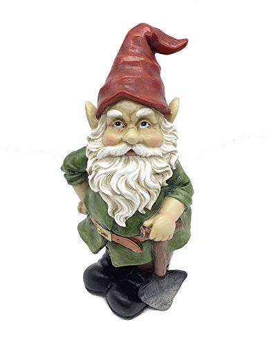 FICITI Garden Gnome Statue 10' - Outdoor Garden Gnomes - Lawn Gnome (Green)