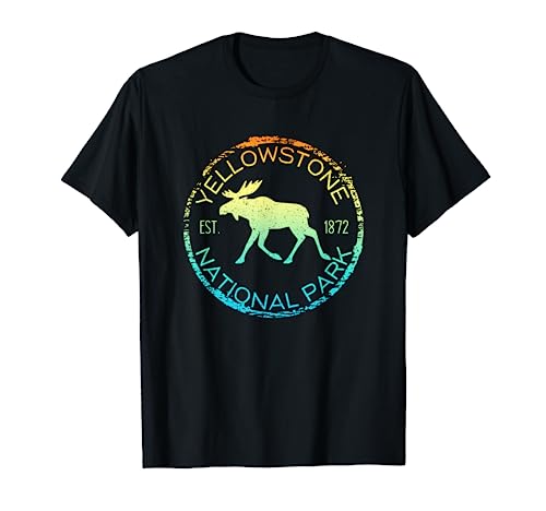 Yellowstone National Park Wyoming Retro Moose Hiker Souvenir T-Shirt