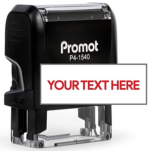 Promot Self Inking 1 Line Custom Stamp - Personalized Name Stamp for Office, Teacher, Address & Business Label Stamp - Choose Font, Ink Color, Pad, for Personal & Professional Use - Small