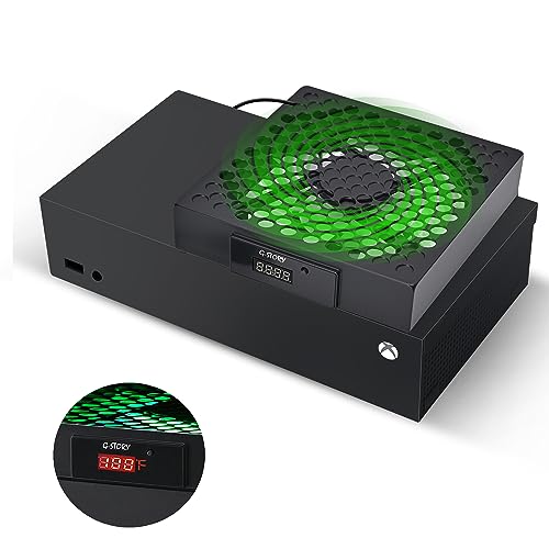 G-STORY Cooling Fan for Xbox Series S with Automatic Fan Speed Adjustable by Temperature, LED Display, High Performance Cooling, Low Noise, 3 Speed 1500/1750/2000RPM (140MM) with RGB LED (Black)